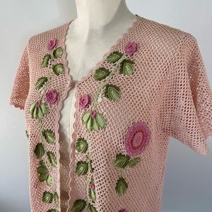April Cornell for Cornell Trading Vintage Floral Crochet Top